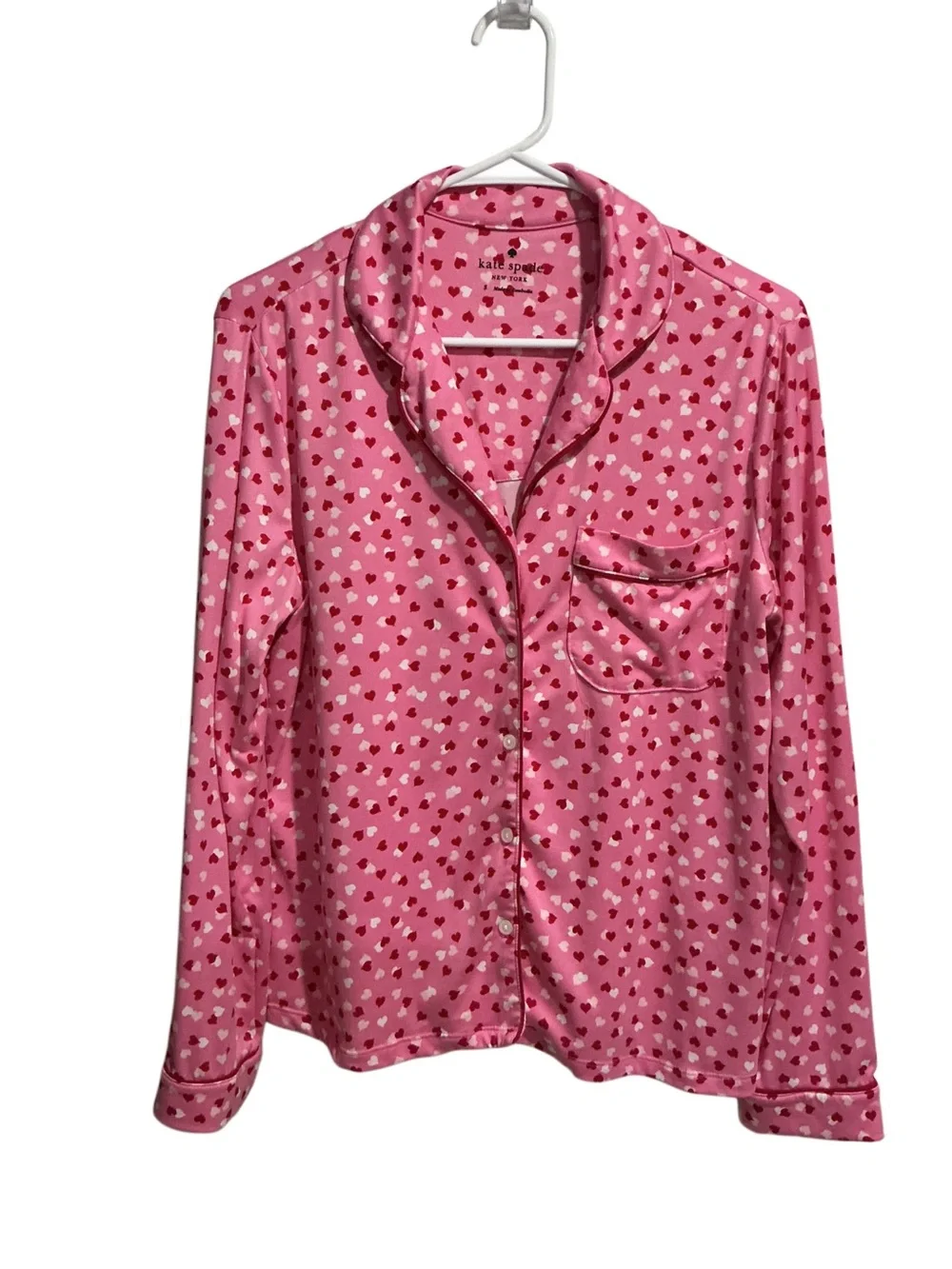 Kate Spade Pajama Set Heart Print Button-Down Top and Long Pants